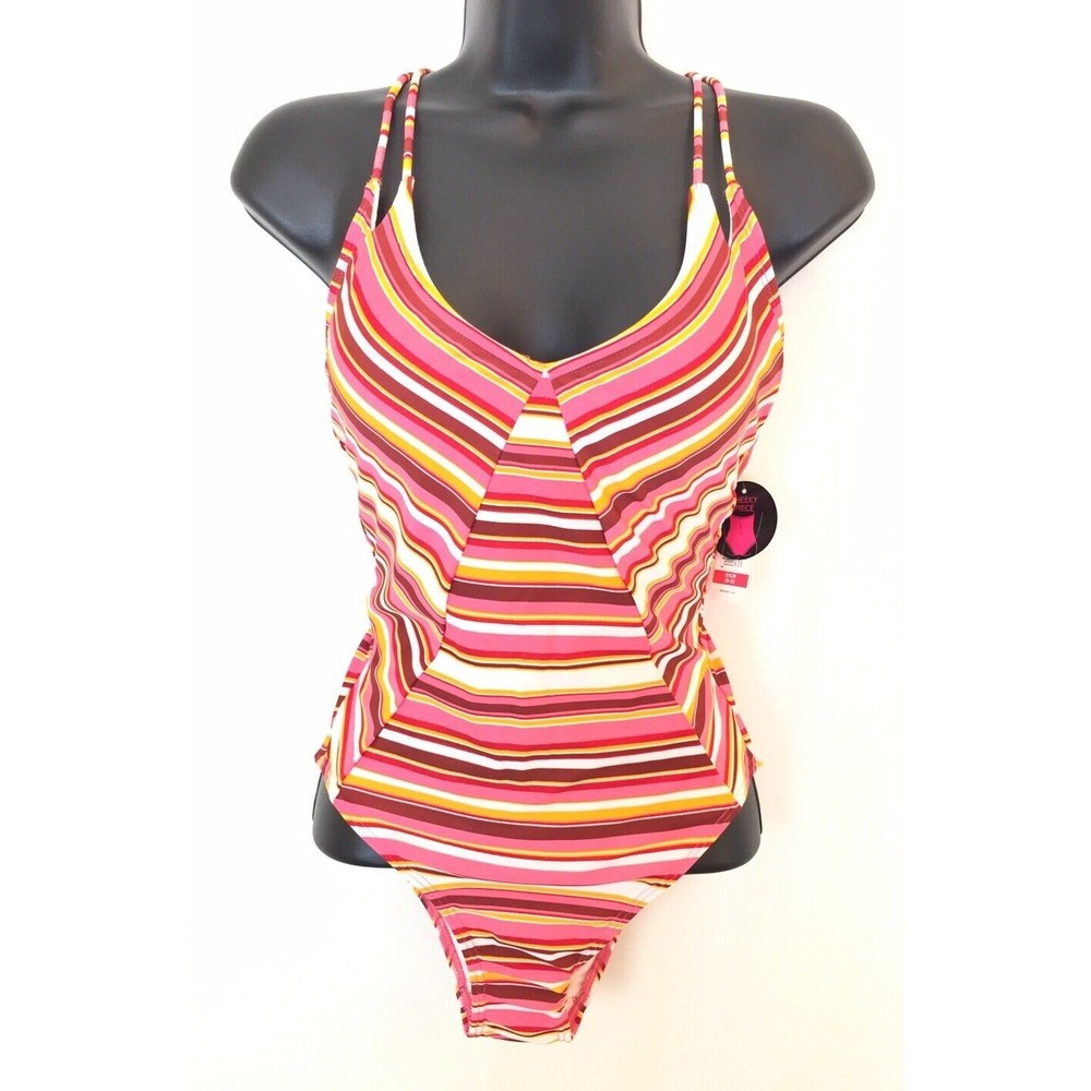No Boundaries Junior’s Cheeky One Piece Swimsuit Multi Color Sz S 3-5 Adj Straps